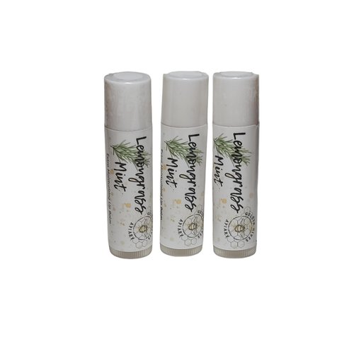 Golden Hives Apiary Moisturizing Lip Balm With Raw Beeswax & Organic Cocoa Butter - Lemongrass Mint (pack of 3)