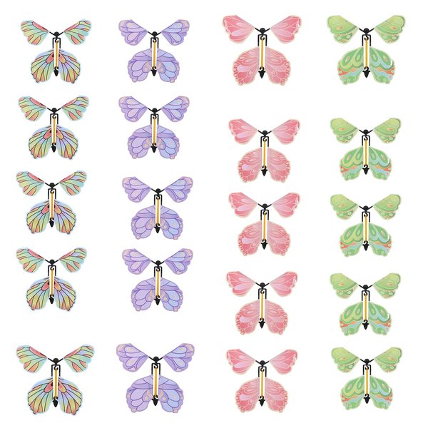COMNICO Flying Butterfly Card, 20Pcs Rubber Band Wind Up Flying Butterfly Surprise Paper Butterflies in The Book Make Your Own Magic Butterfly Halloween Xmas Surprise Gift for Party Game Activity