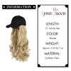 AynnQueen Baseball Cap with Detachable Hair Extensions for Women 21 inch Long Wavy Synthetic Hair with Adjustable Hat Wig Attached Black Baseball Cap (Bleach Blonde)