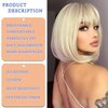 Amarlis Blonde Bob Wigs for Women, 12 Inch Platinum Blonde Bob Wig with Bangs Silky Soft Synthetic Fibers Wigs Hair for Cosplay Daily Party(12 Inch, Platinum Blonde)