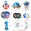 Finypa 12Pcs Space Theme Birthday Party Decoration Astronaut Spaceman Foil Balloons,1st Outer Space Birthday Party Supplies,Galaxy Balloons for Boy 1 Year Old Birthday Decor