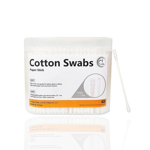 500pcs Mini Cotton Swabs with Paper Stick,Spiral/Round Cotton Bud,Tiny Cotton Head for Personal Care and Cleaning