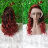 Nicy Ombre Highlight 99J Burgundy Colored Body Wave Lace Front Human Hair Wigs Glueless HD Transparent Red Frontal t parting wig(20inch, T Parting Wig)