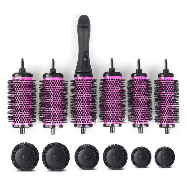 XC Global Round Hair Brush Set with Detachable Barrels Styling Tool, Round Hair Brush for Blow Drying with 6 Barrels 1 Handle, 3 Different Hair rollers to Create Your Hairstyle