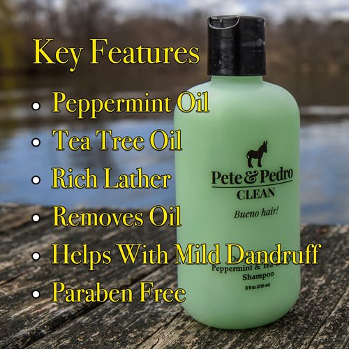 Pete & Pedro CLEAN Shampoo - Deep Cleansing Tea Tree Oil And Peppermint Daily Cleaning Shampoo For Men & Women | As Seen on Shark Tank, 8.5 oz.