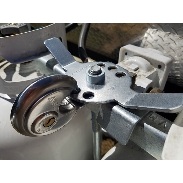 FQQF Propane Tank Lock Bracket (1/2" Thread) - Silver - Industrial - Garage