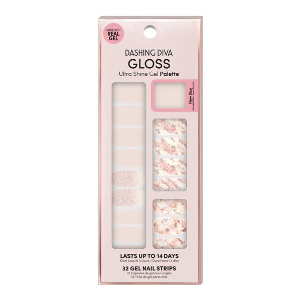Dashing Diva Gloss Ultra Shine Gel Nail Strips 34 Strips & Nail File (Crystal Clear)