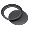Beasea Tart Pan 10 Inch with Removable Bottom, Non Stick Quiche Pan Pie Shell Fluted Edge Tart Pan, Loose Base Carbon Steel Round Cooking Pan for Baking