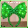 Firuilo St Patricks Bow Headbands Light Up Bowknot Hair Bands Glitter Tinsel Bows Head Bands LED Irish Knotted Hair Hoop for Women and Girls(Green) (Type A)
