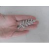 Generic Gold or silver leaf shaped crystal hair barrette clip bridal clip bridal (Primary color: Silver), 1 Count (Pack of 1)
