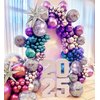 Metallic Balloon garland kit 135Pcs Disco Party decorations with Chrome Blue Red Purple Silver Disco ball balloons for 80s 90s Themed Birthday graduation 2025 new year Party eve Decorations