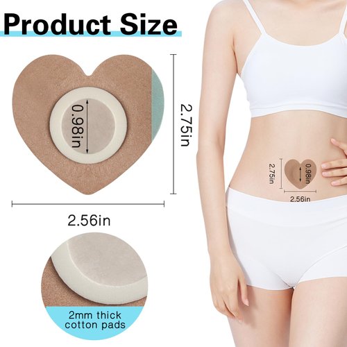 30 Pcs Disposable Castor Oil Patches,Spunlace Absorbent Wrap Organic Cotton,Highly Absorbent,Leak-Proof,Self-Adhesive,No Wash,Breathable(Oil Not Included) (Heart Shape,Skin Color)