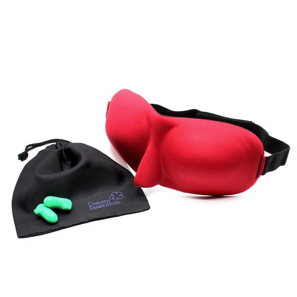 Wild Essentials Sweet Dreams Contoured Sleep Mask Kit with Travel Pouch and Earplugs Set ~ Red