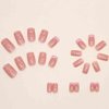 Foccna 24pcs French Tip Pink Fake Nails Press on Nails Medium Square LOVE Design Glossy False Nail Tips Artificial Finger Manicure for for Women&Girls