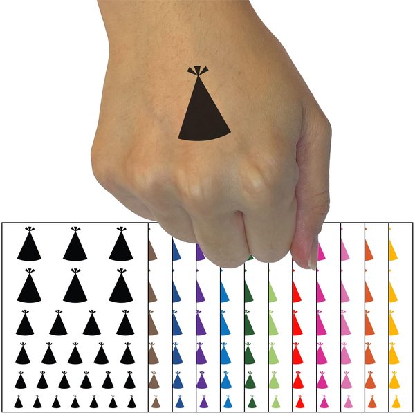 Birthday Party Hat Solid Temporary Tattoo Water Resistant Fake Body Art Set Collection - Light Blue (One Sheet)