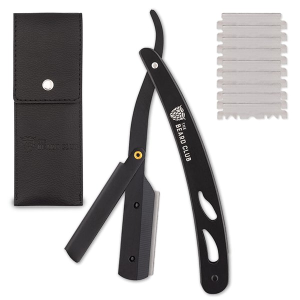 Beard Club Straight Razor for Men - Premium Single Derby Blade Cutthroat Razor - 10 Replaceable Stainless Steel Blades - Barber Straight Edge Razor Kit - Navajas Para Barbero - Includes Leather Case
