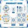 116 Pcs Hanukkah Party Supplies 16 Guests Chanukah Party Decorations Set Including Hanukkah Party Paper Plates Dinner Plates Napkins Cups Set for Hanukkah Party Decoration