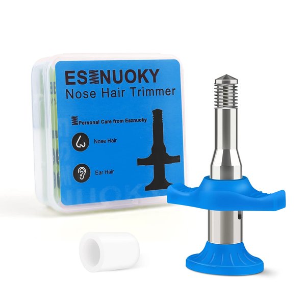 Esznuoky Nose Hair Ear Hair Removal, Upgraded Manual Hair Trimmer for Men&Women, Stainless Steel Hair Remover Waxing Kit(Blue)