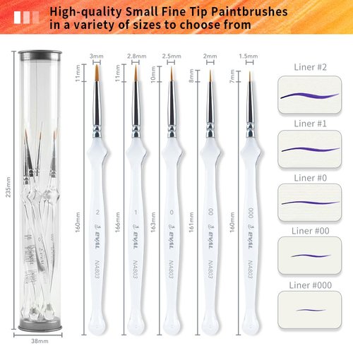 Paint Brush Set 5Pcs Micro Detail Paint Brush Set Small Fine Tip Paintbrushes Miniature Paint Brushes for Fine Detailing & Art Painting, Small Tiny Paint Brush for Acrylic, Watercolor,Oil,Models