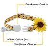 Flower Cat Collar with Detachable Sunflower Charm,Yellow Breakaway Kitten Collar with Bell