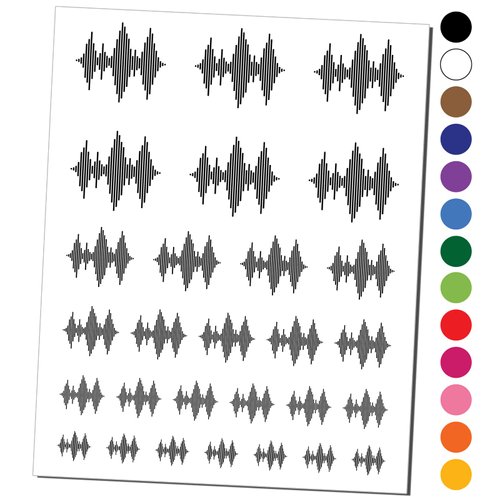 Sound Waves Music Temporary Tattoo Water Resistant Fake Body Art Set Collection - Hot Pink (One Sheet)