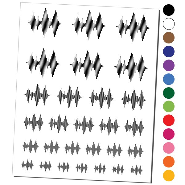 Sound Waves Music Temporary Tattoo Water Resistant Fake Body Art Set Collection - Hot Pink (One Sheet)