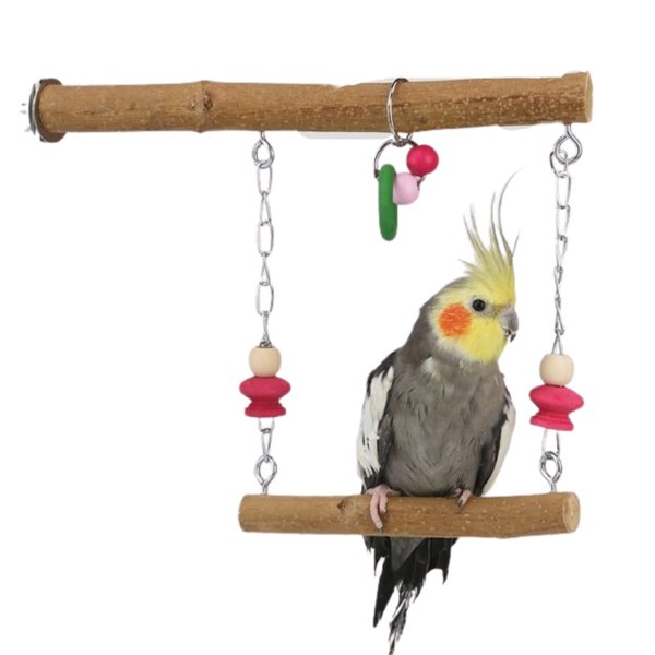 Bird Swing Parakeet Perch Bird Natural Wood Stand Parrot Cage Hanging Bite Resistance Toys Top Wooden Branches Standing Toys Cage for Small Medium Parrots Budgie Lovebirds
