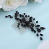 Teyglen Black Teardrop Hair Comb Bridal Rhinestone Hair Piece Vinatge Black Crystal Headpiece Black Hair Side Comb Wedding Hair Accessories for Women Girls Prom Party Festival