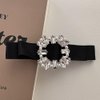 Bethynas Black Hair Bow with Rhinestone Sparkly Crystal Bow French Barrettes Hair Clips Big Bowknot Hair Ribbon Bridal Wedding Party Hair Accessory for Women Girls (Square - Rhinestone 1)