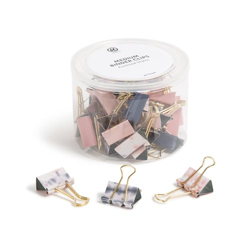 U Brands Fashion Binder Clips, Soft Dye with Gold Prongs, Office Organization Supplies, 32mm, 36 Count