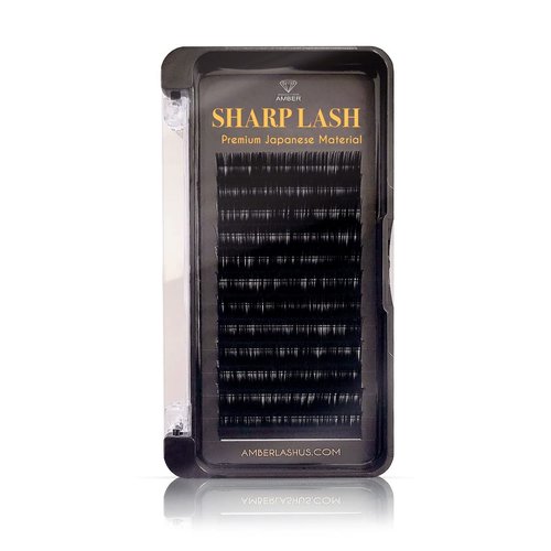 Sharp Lash Mink by Amber Lash, 12 Rows of Eyelash Extension Tray with Various Curls, Length, and 0.07 mm Thickness, for Professional, Classic and Volume Lashes (C Curl, MIX (8mm-15mm))