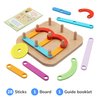 Bimi Boo Wooden Stacking Letters and Numbers Construction Activity Set for Toddlers, Peg Board Shape Sorter for Learning ABCs, Numbers, Emotions (28 Sticks, 1 Board, 1 Guide Booklet)
