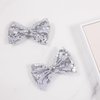 2 Pcs Cute 4" Sparkly Silver Sequin Hair Bows Glitter Alligator Clip Cheer Barrettes Hairpin,Teen Toddler Baby Girls School Kids Women Xmas Decor Accessory Gift