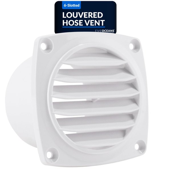 Five Oceans 6-Slotted Louvered Hose Vent, 3-inch Hose Diameter, Air Hose Thru Vent, White ABS Plastic - FO109
