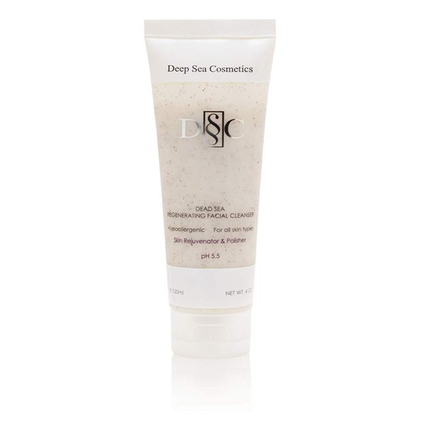Deep Sea Cosmetics | Dead Sea Regenerating Facial Cleanser | New and Improved Formula with Dead Sea Water, Minerals and Apricot Peeling Particles | pH 5.5 Balanced, Hypoallergenic - 4.0 Oz