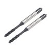 uxcell M3 x 0.5 Spiral Flute Thread Tap, Metric Machine Threading Tap HSS Nitriding Coated, Round Shank with Square End, H2 Tolerance, 2pcs