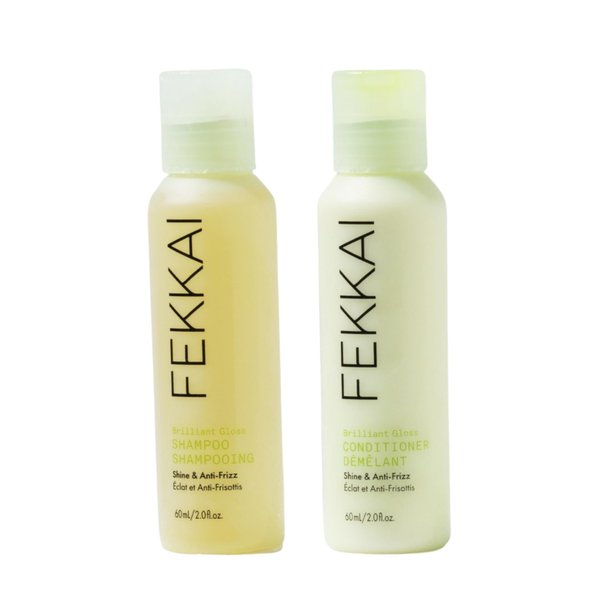 FEKKAI Brilliant Gloss Shampoo + Conditioner - 2 oz Bottle of Each (Travel Size) - Revives & Nourishes Dry, Frizz-Prone Hair - Salon Grade, EWG Compliant, Vegan & Cruelty Free