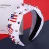mokkia 4th of July Headband for Women American Flag Star Knotted Headbands Red White and Blue Rhinestone Crystal Top Knot Headbands Patriotic 4th of July Accessories Party Favors (American Flag A)