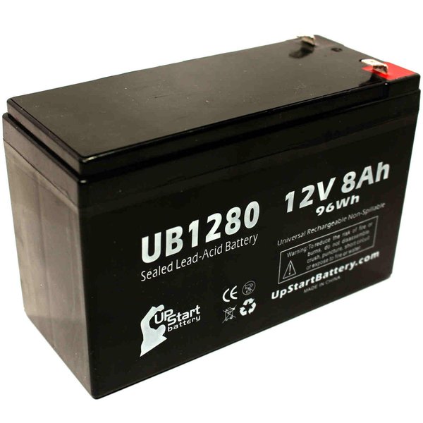Replacement for CyberPower UP825 Battery - Compatible with UB1280 Universal Sealed Lead Acid Battery (12V, 8Ah, 8000mAh, F1 Terminal, AGM, SLA) - Includes Two F1 to F2 Terminal Adapters