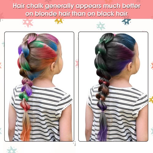 New Hair Chalk Comb for Girls Kids with light hair, Washable Temporary Hair Color Dye for Kids Age 5 6 7 8 9 10+ Birthday Gift Cosplay DIY, Halloween (Blue, Pink, Purple, Green, Red, Black)