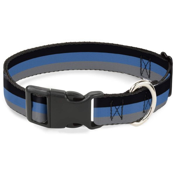 Buckle-Down Plastic Clip Collar - Stripes Black/Turquoise/Gray - 1" Wide - Fits 9-15" Neck - Small