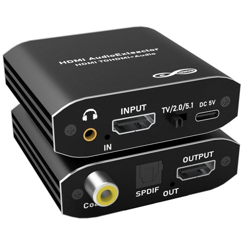 Tendak HDMI Audio Extractor, HDMI to Optical/SPDIF Coaxial and 3.5mm Aux Audio Adapter, Supports 4K@30Hz 1080P 3D Digital DTS, Compatable with TV, Speakers, DVD, Blu-ray Player, Game Console