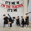 Black Glitter It's Me Hi I'm the Teacher It's Me Banner, Student to Teacher/Class of 2024/Congrats Teacher, 2024 Teacher Graduation Party Decorations Supplies