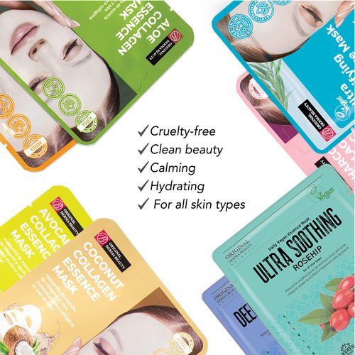 Innerest Original Derma Beauty Collagen Face Masks 12 PK Ultra Purifying Tea Tree Face Mask Skin Care Sheet Masks Set for Beauty & Personal Care Korean Face Mask