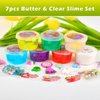 7 Pack Jelly Cube Clear Christmas Slime with Butter Slime for Kids, Clear Slime*6 Butter Slime*1, Crunchy Crystal Butter Slime, Stress Relief Toy, Party Favors for Girl Boys 6 7 8 9 10 11 12