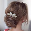 Holone Rhinestone Butterfly Hair Clips Gold Crystal Hairclip Pearl Hair Pins Holiday Hair Barrettes Women Hair Accessoires (Dainty)