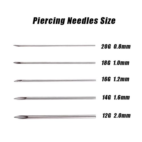 Peslief Piercing Needles, 100Pcs 14G Stainless Steel, Professional Piercing Needles for Body Ear Navel Nose Lip Nipple