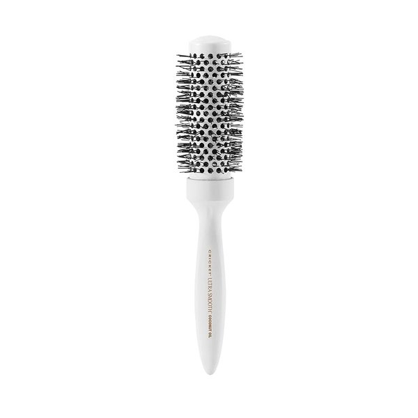 Cricket Ultra Smooth Coconut 1.5” Thermal Ceramic Barrel Hair Brush Anti-Static Heat-Resistant Hairbrush for Blow Drying, Curling and Styling All Hair Types