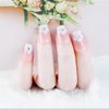Chicque Rhinestone Press on Nails Short Crystal Stick on Nails French Glossy Fake Nails Festival False Nails for Women and Girls 24PCS (B)