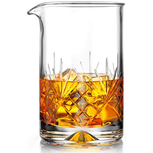 Mofado Crystal Cocktail Mixing Glass - Premium 18oz 550ml - Solid, Stable, Sturdy Hand Blown Seamless Crystal - Professional Quality Barware